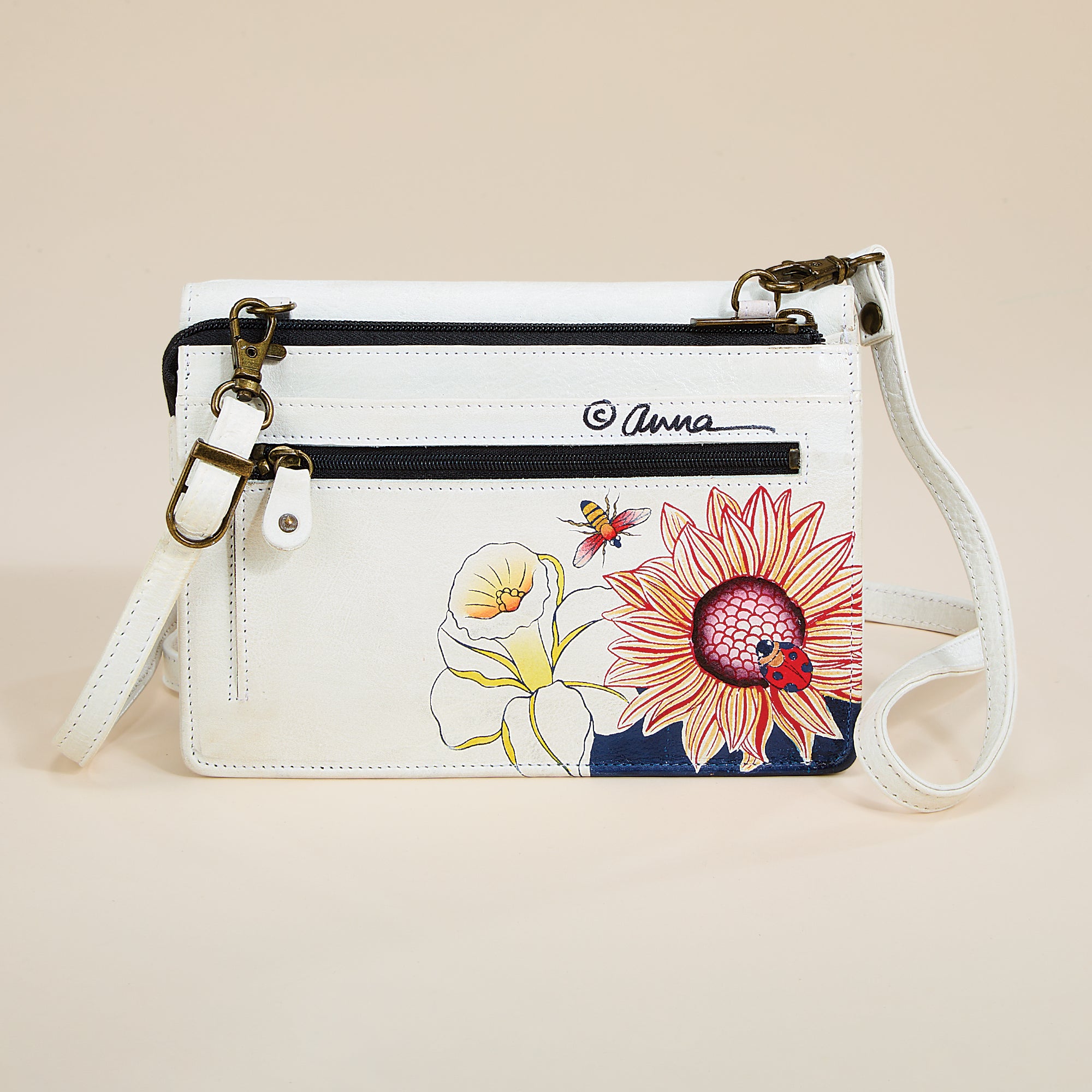 Hand-Painted Multicolor Floral Leather Wallet