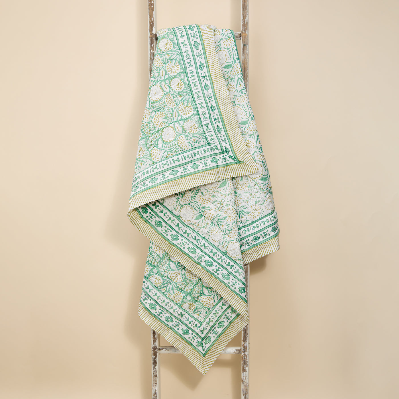 Reversible Green Garden Quilted Throw Blanket