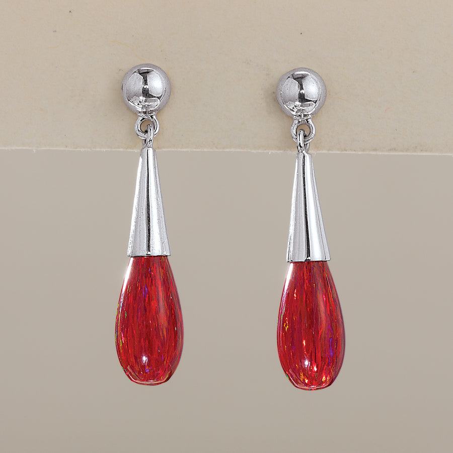 Red Opal Teardrop Earrings