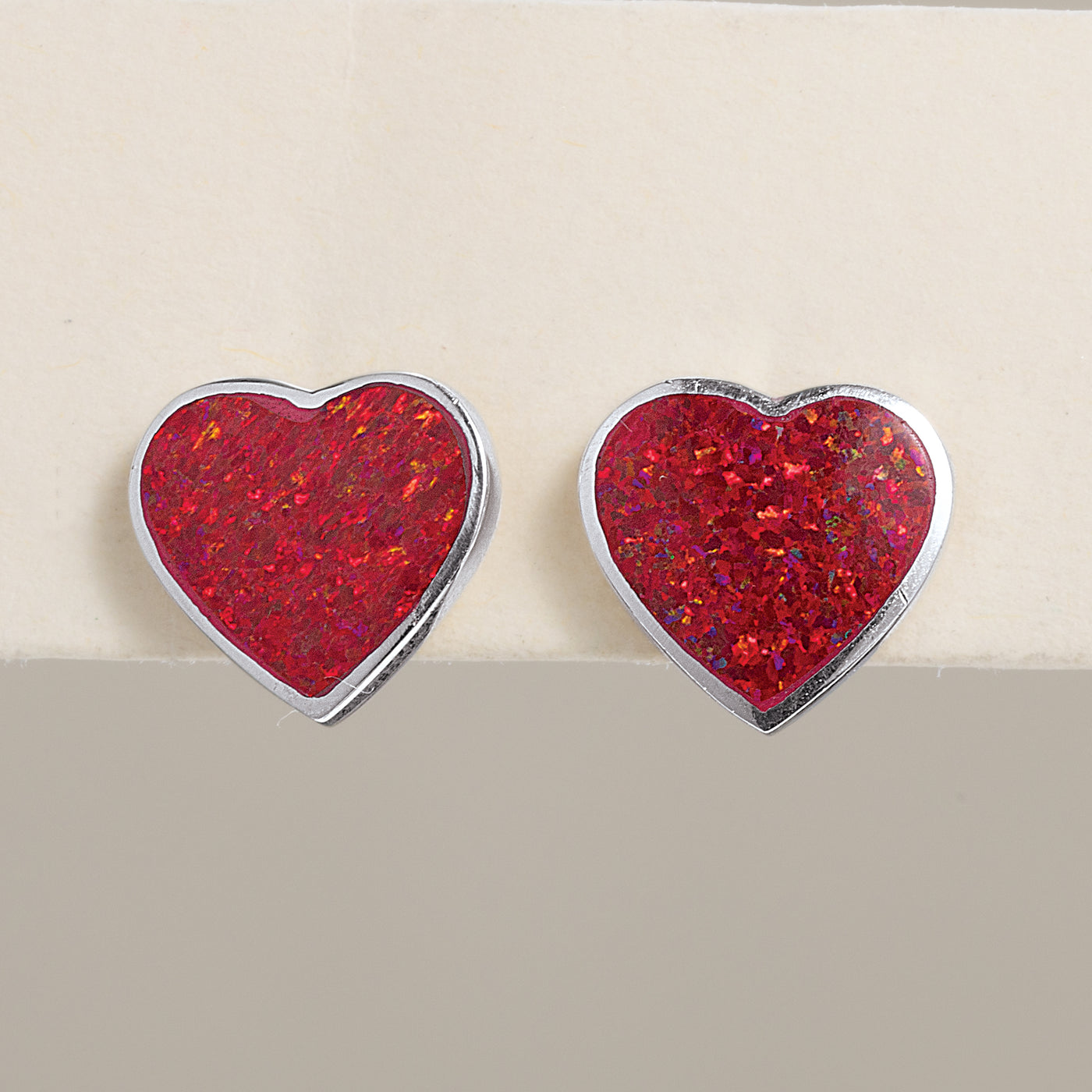 Red Opal Heart Earrings