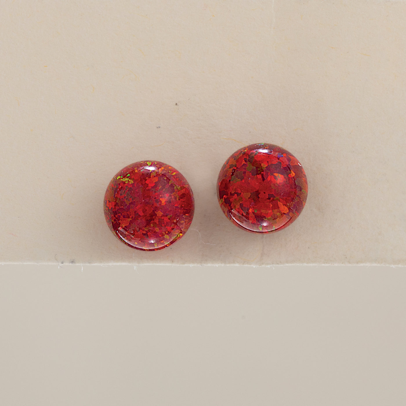 Red Opal Ball Earrings (Preorder)