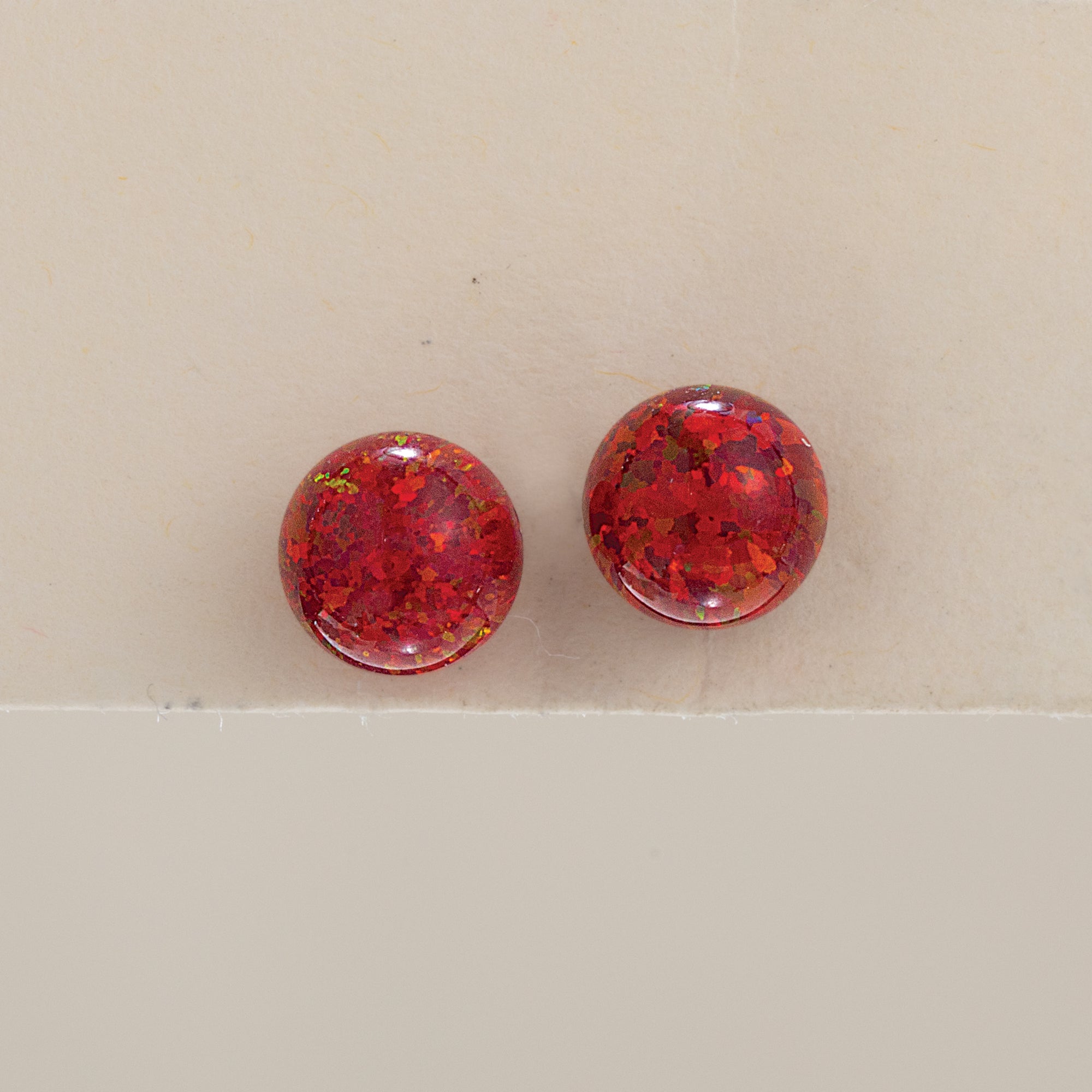 Red Opal Ball Earrings (Preorder)