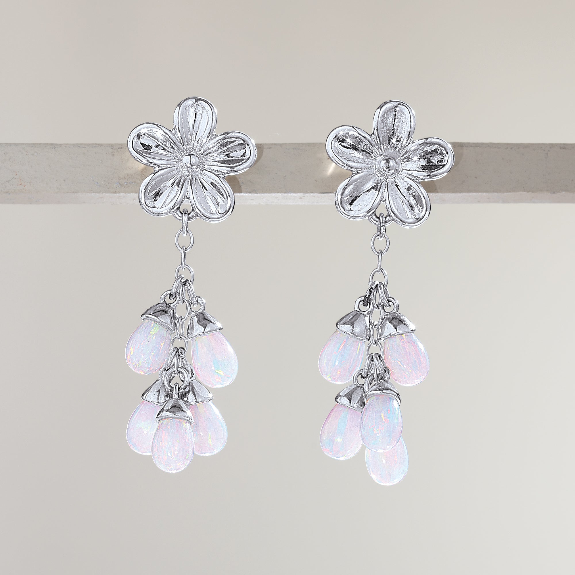 Floral & Opal Drop Earrings