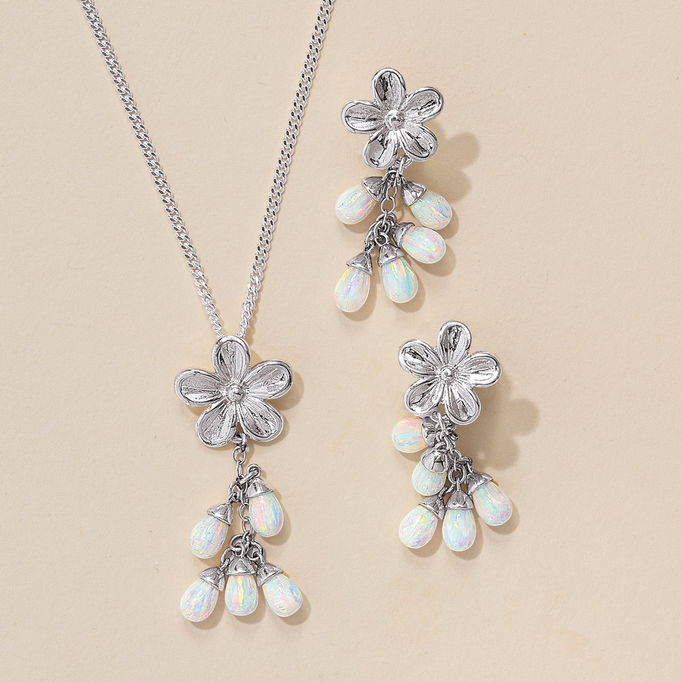 Floral & Opal Drop Earrings
