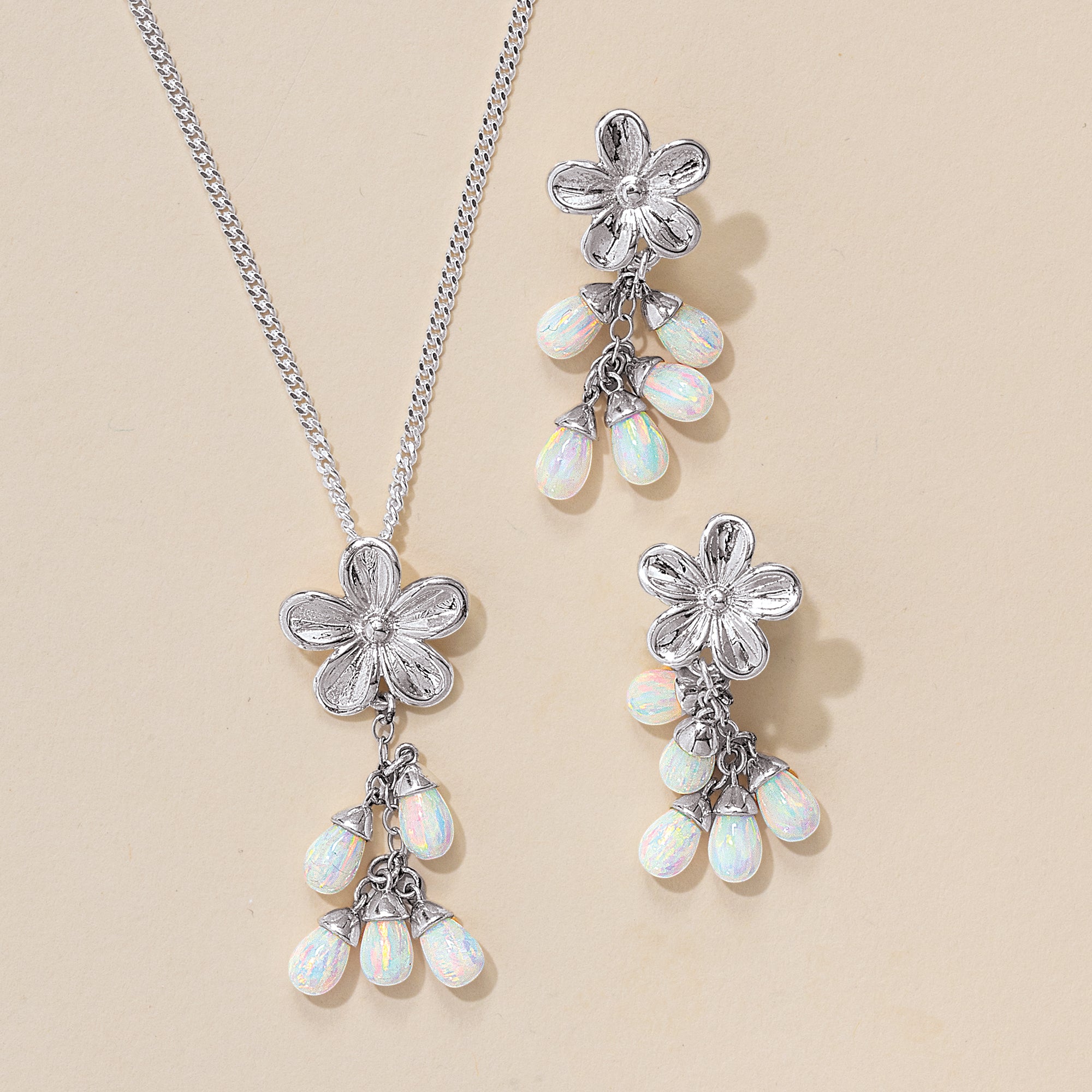 Floral & Opal Drop Earrings