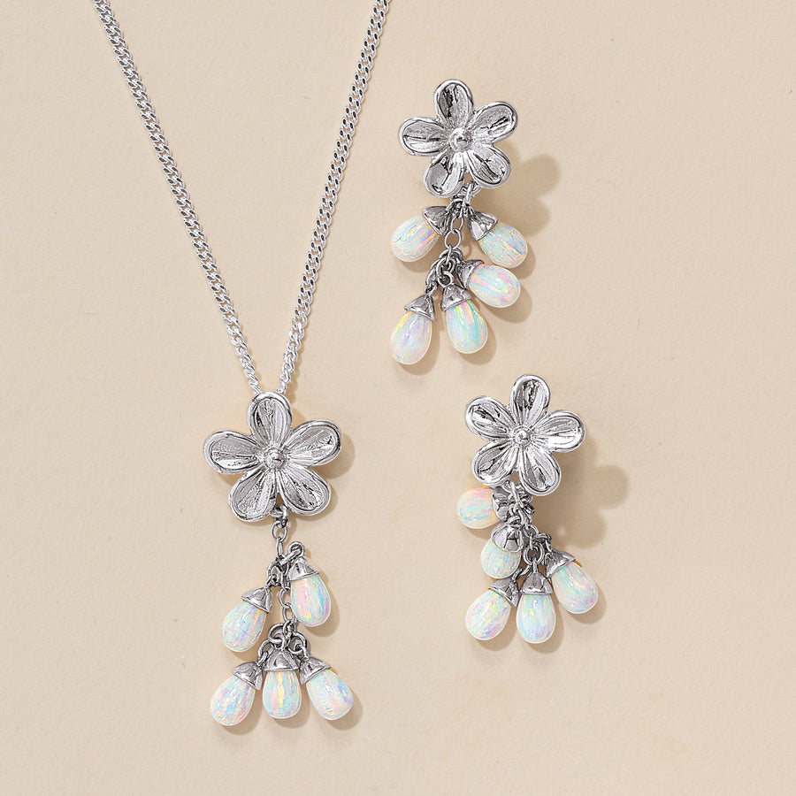 Floral & Opal Drop Earrings