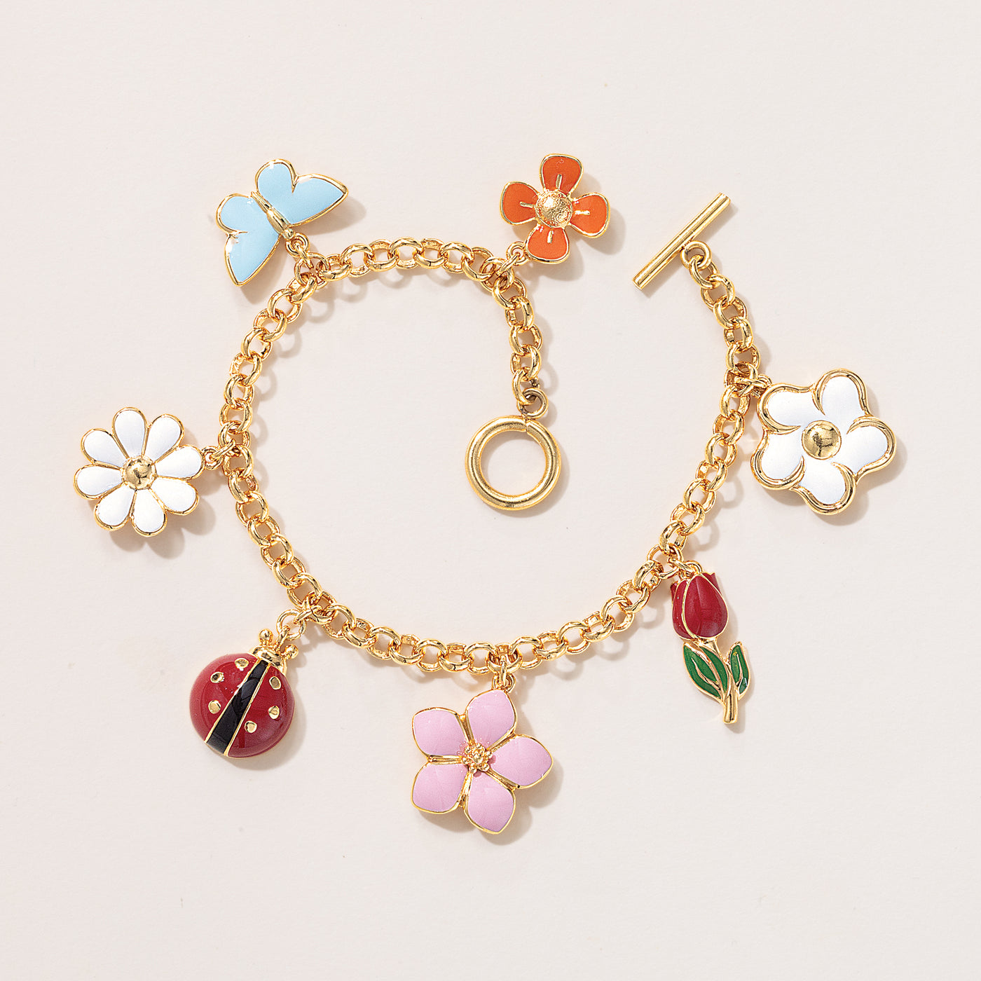 Precious Posies Enamel Charm Bracelet