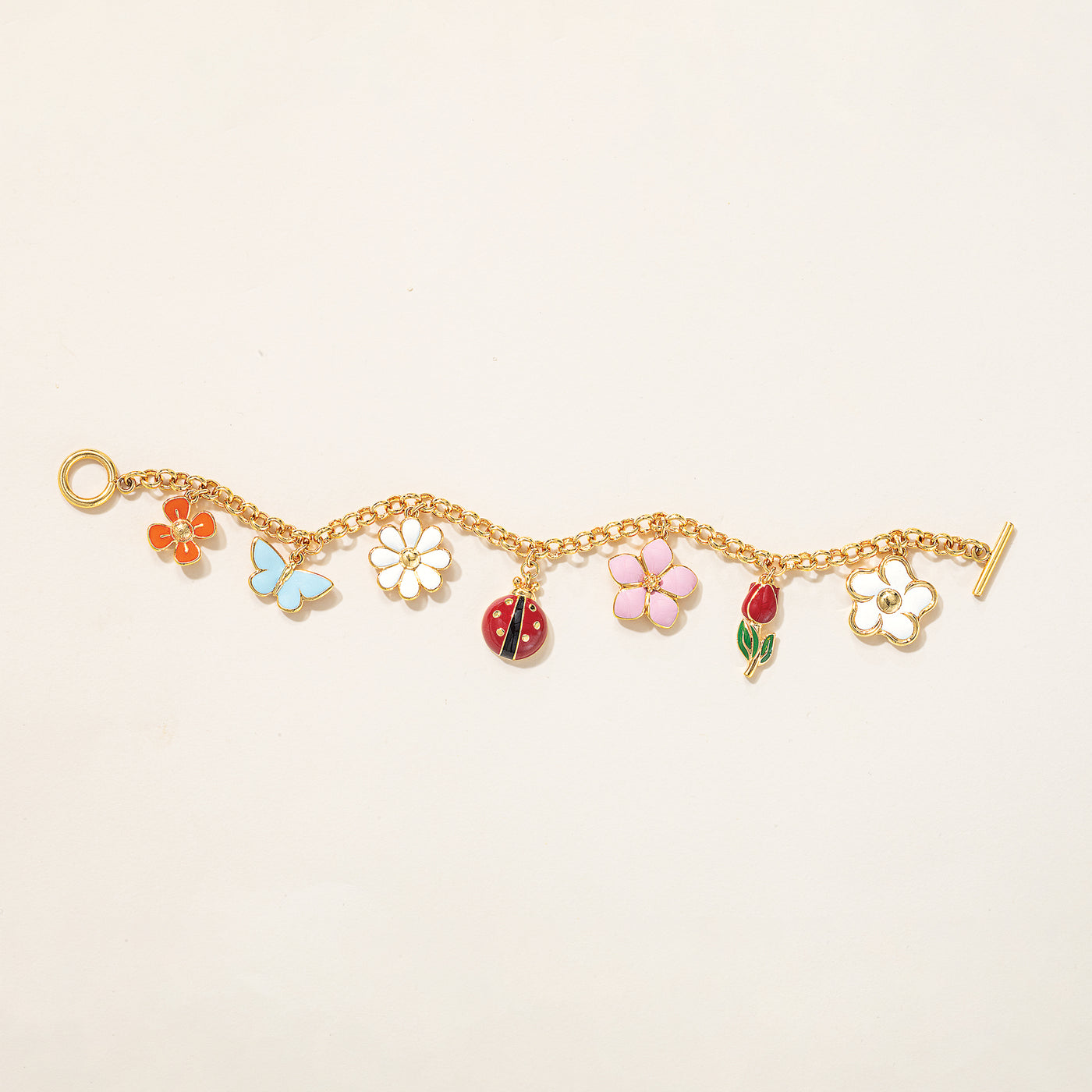 Precious Posies Enamel Charm Bracelet