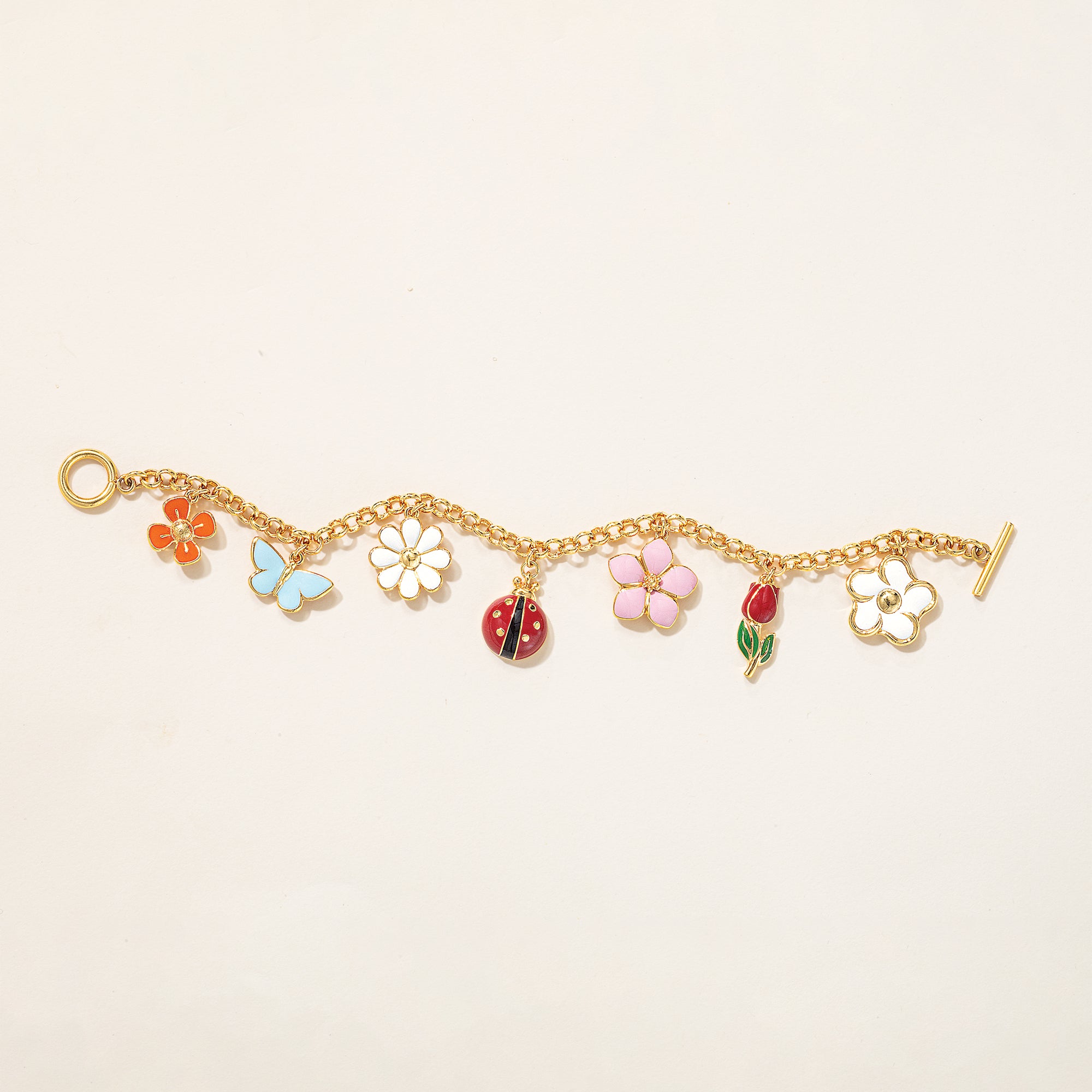 Precious Posies Enamel Charm Bracelet
