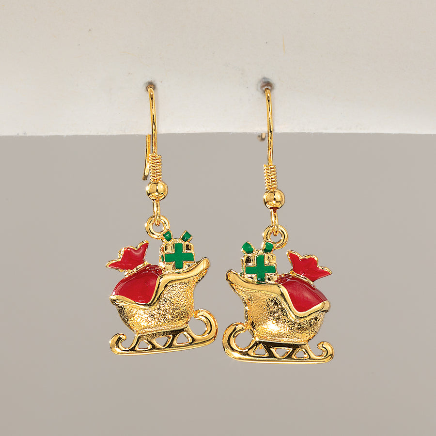 Christmas Icons Santa's Sleigh Earrings