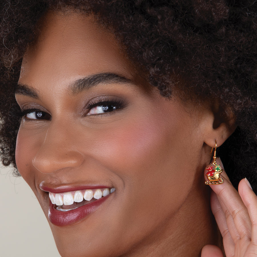 Christmas Icons Santa's Sleigh Earrings