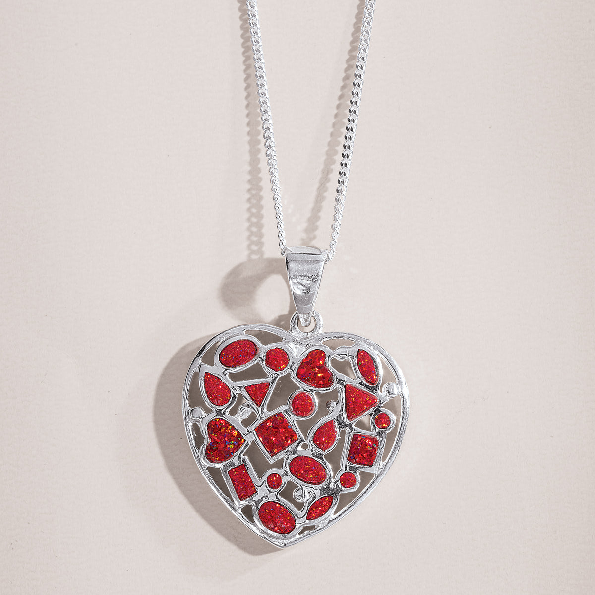 Red Opal Heart Pendant Necklace (Preorder)