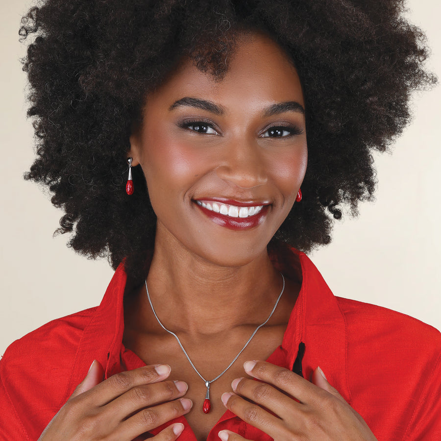 Red Opal Teardrop Necklace