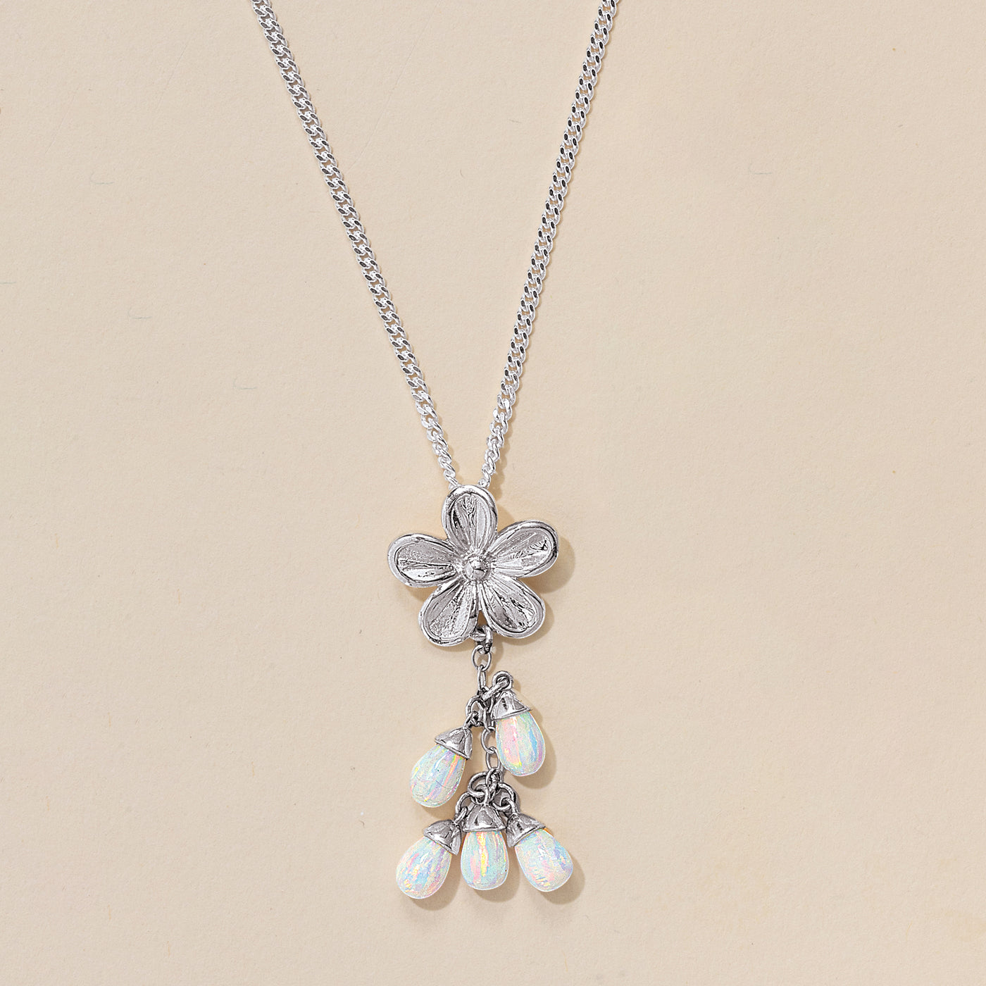 Floral & Opal Drop Necklace