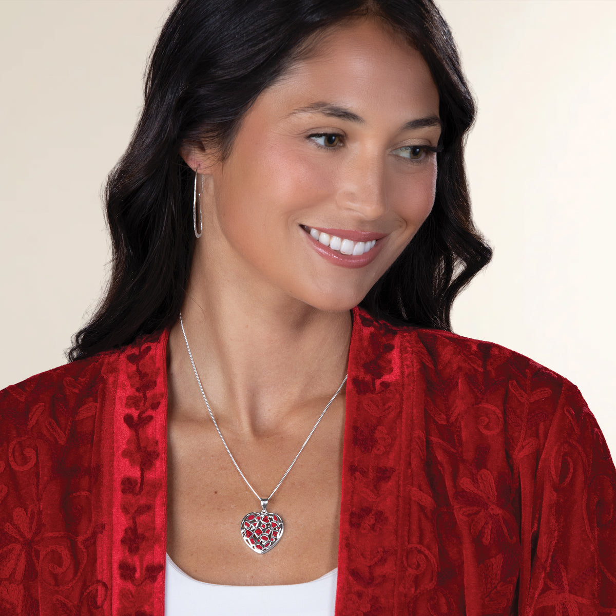 Red Opal Heart Pendant Necklace (Preorder)