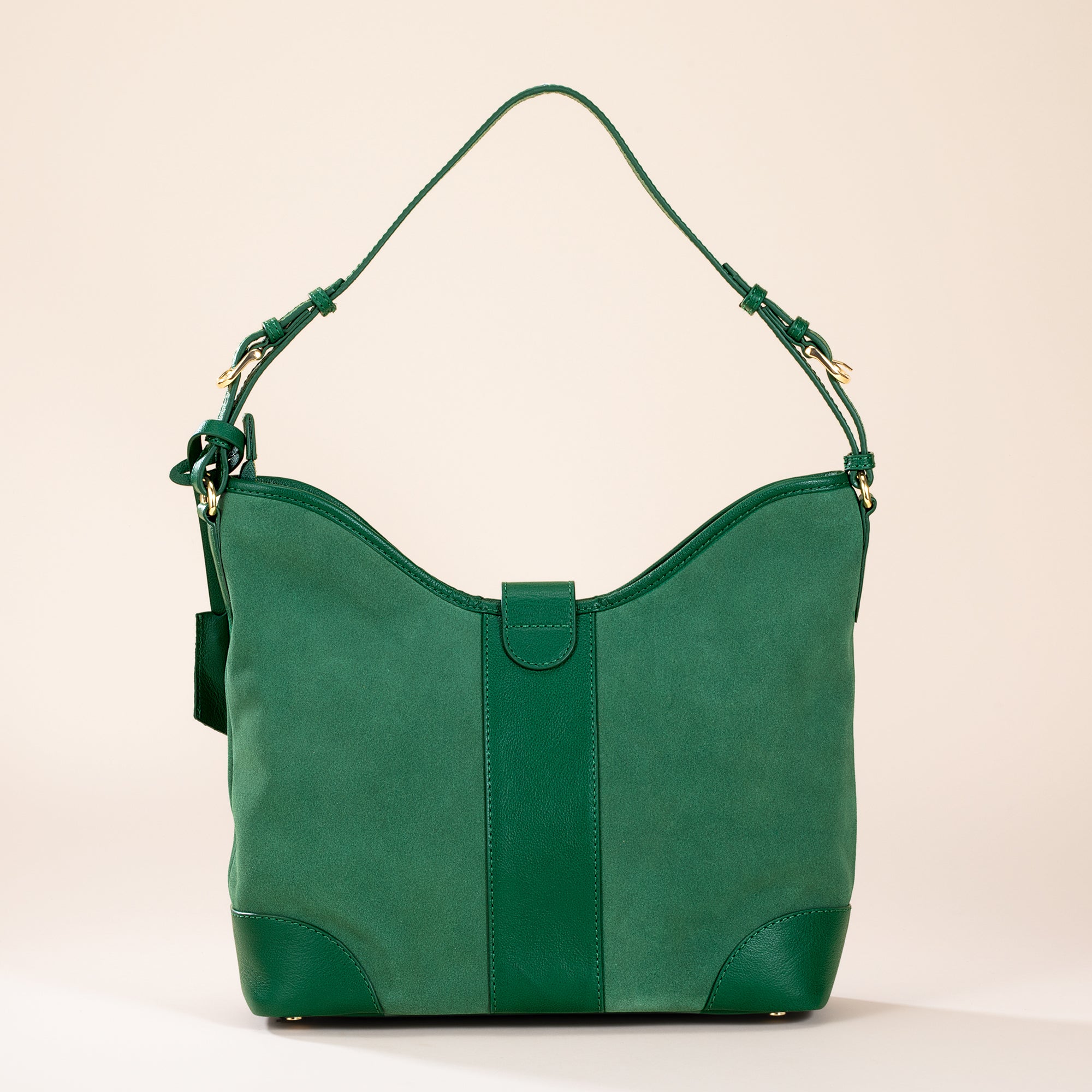 Bromley Green Leather & Suede Hobo Bag