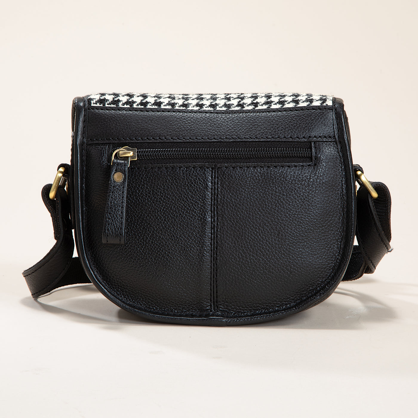 Houndstooth Leather Tweed Bag