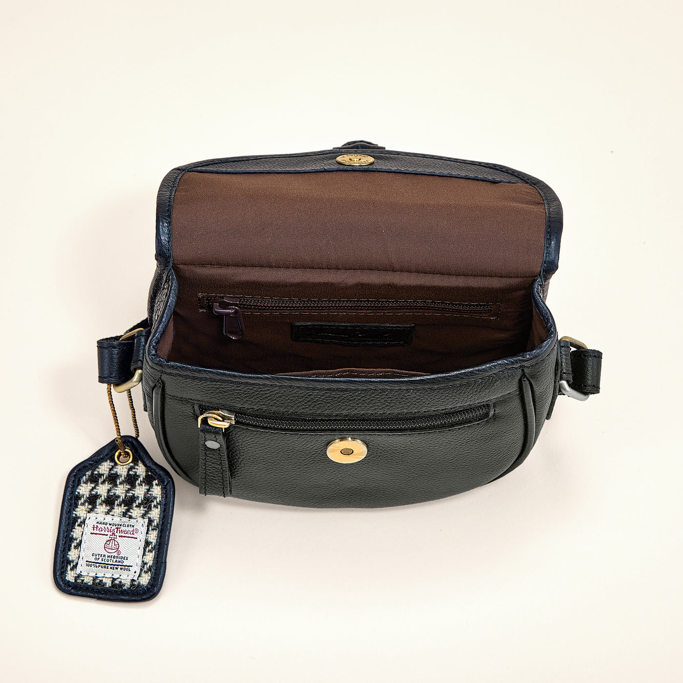 Houndstooth Leather Tweed Bag