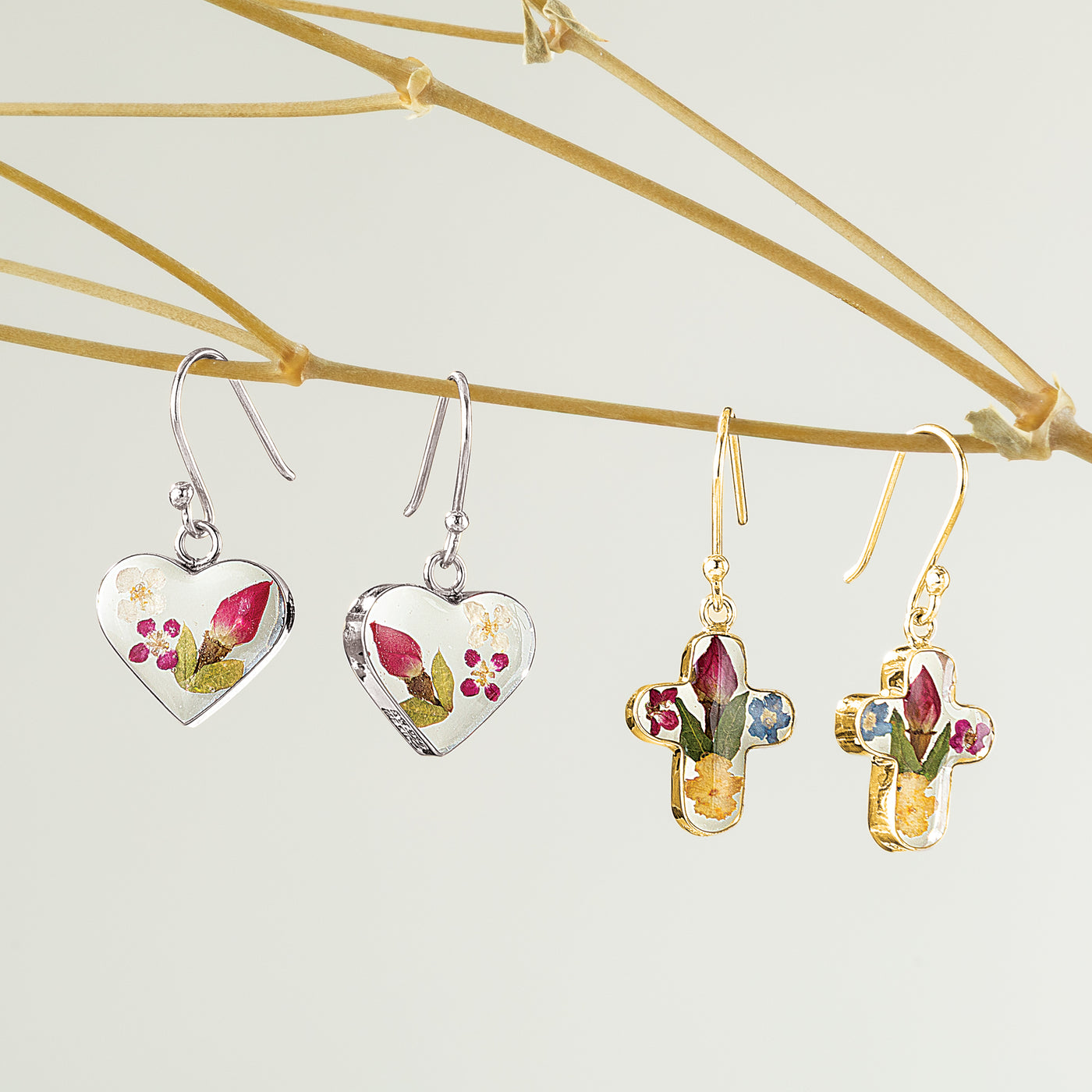 Forever Flowers Cross Earrings