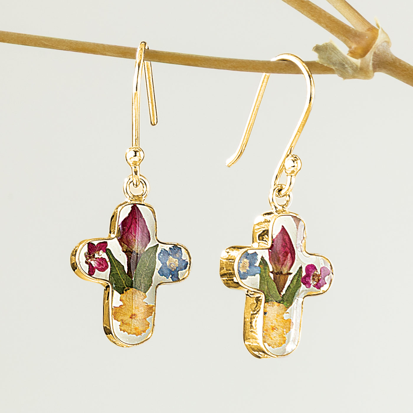 Forever Flowers Cross Necklace & Earrings Set