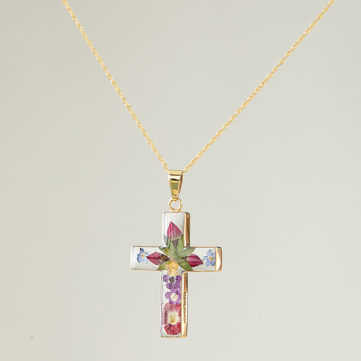 Forever Flowers Cross Necklace & Earrings Set