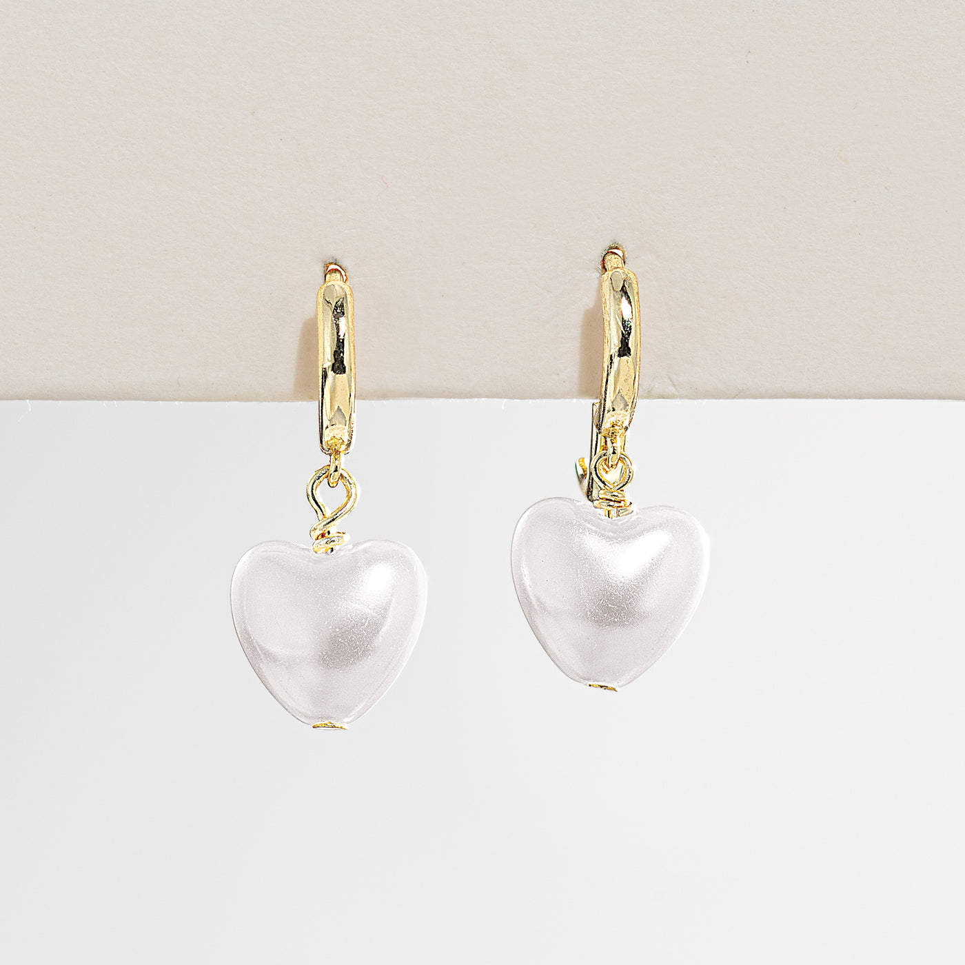 Shell Pearl Heart Hoop Earrings