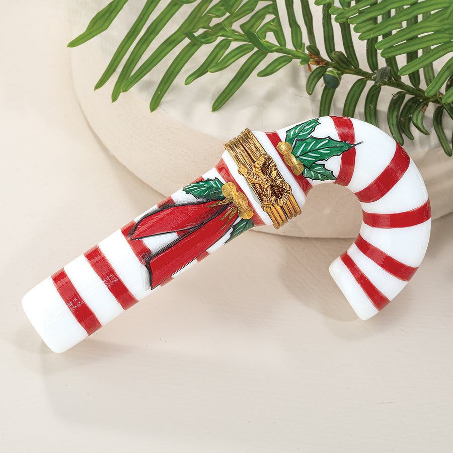 Limoges Porcelain Candy Cane Keepsake Box