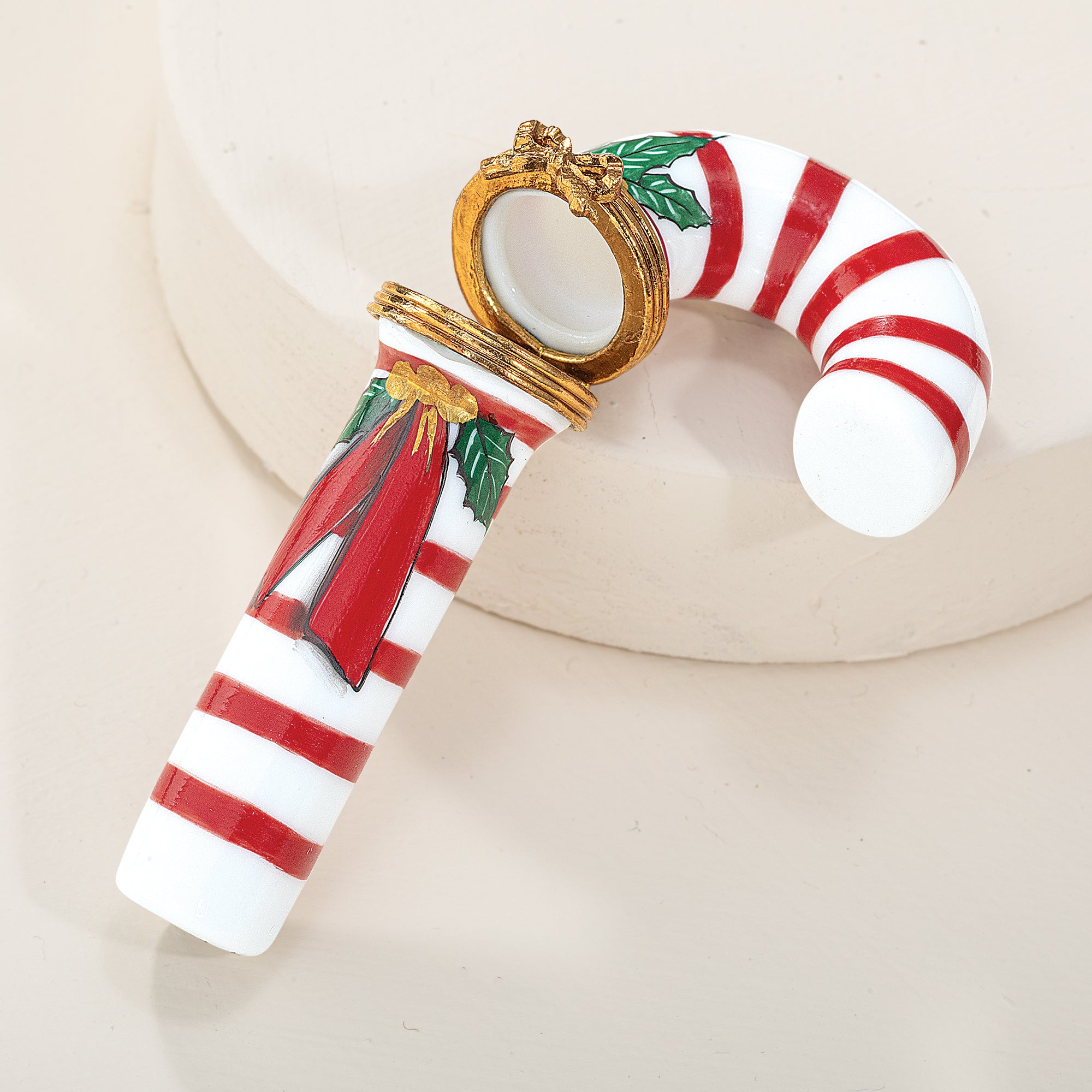Limoges Porcelain Candy Cane Keepsake Box