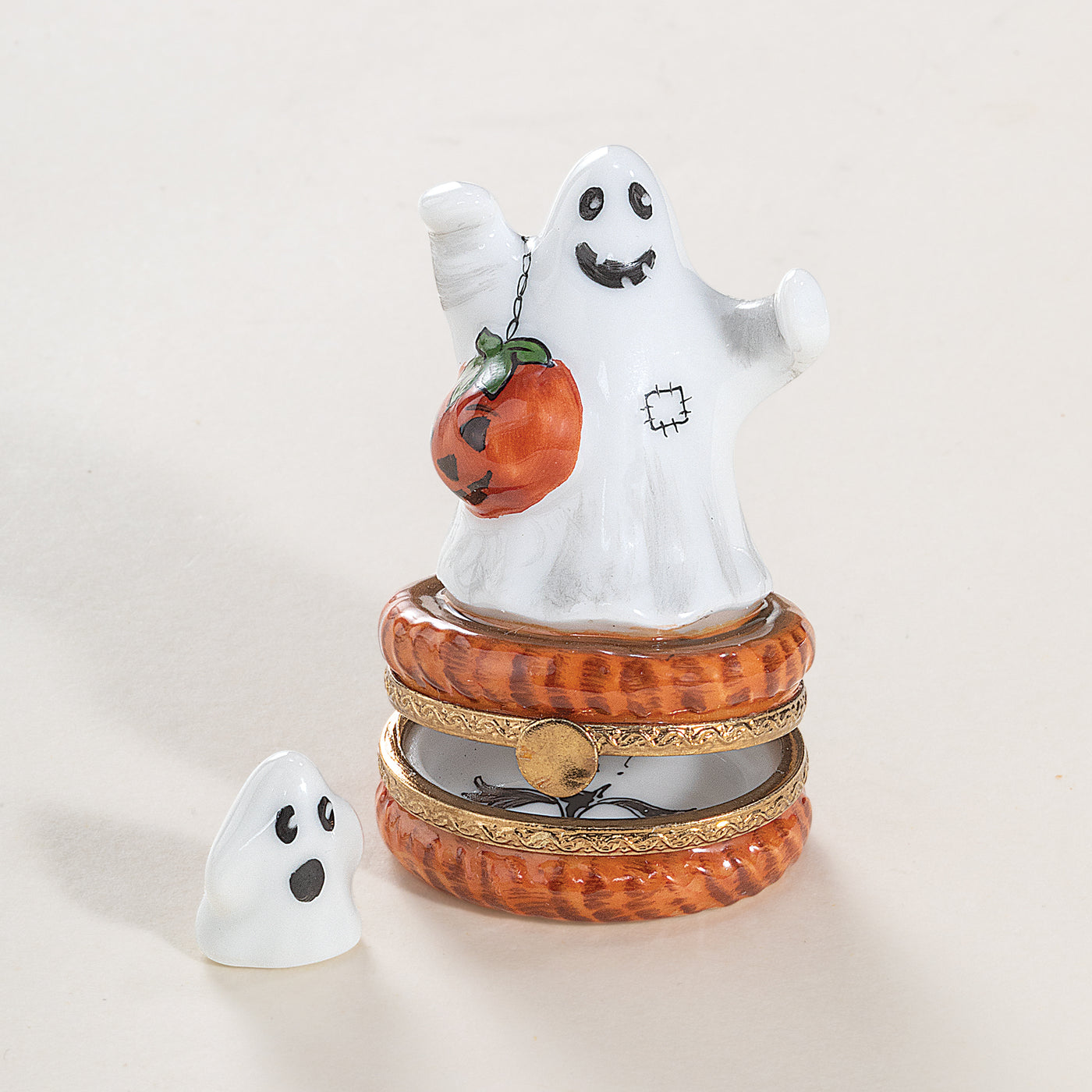 Limoges Porcelain Trick or Treat Ghost Trinket Box