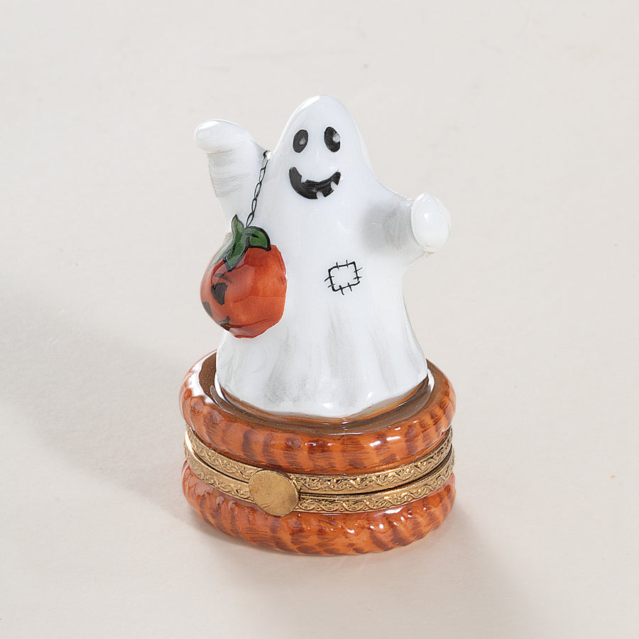 Limoges Porcelain Trick or Treat Ghost Trinket Box