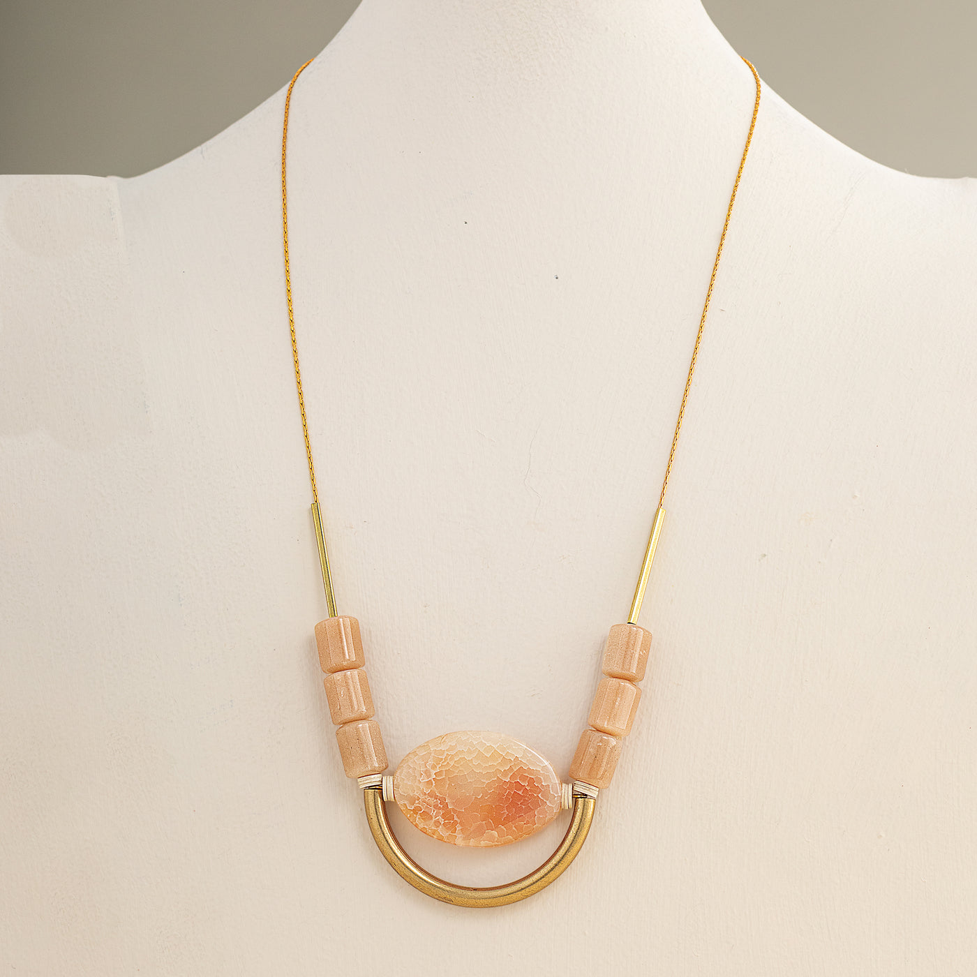 Peach Moonstone Pendant Necklace