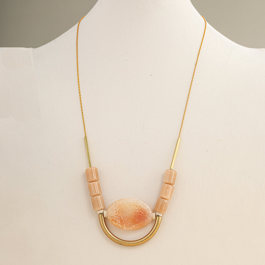 Peach Moonstone Pendant Necklace