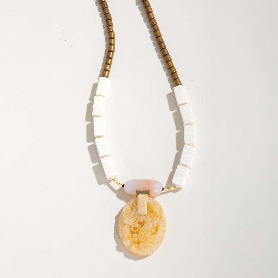 Written in Stones Jade & Agate Pendant Necklace