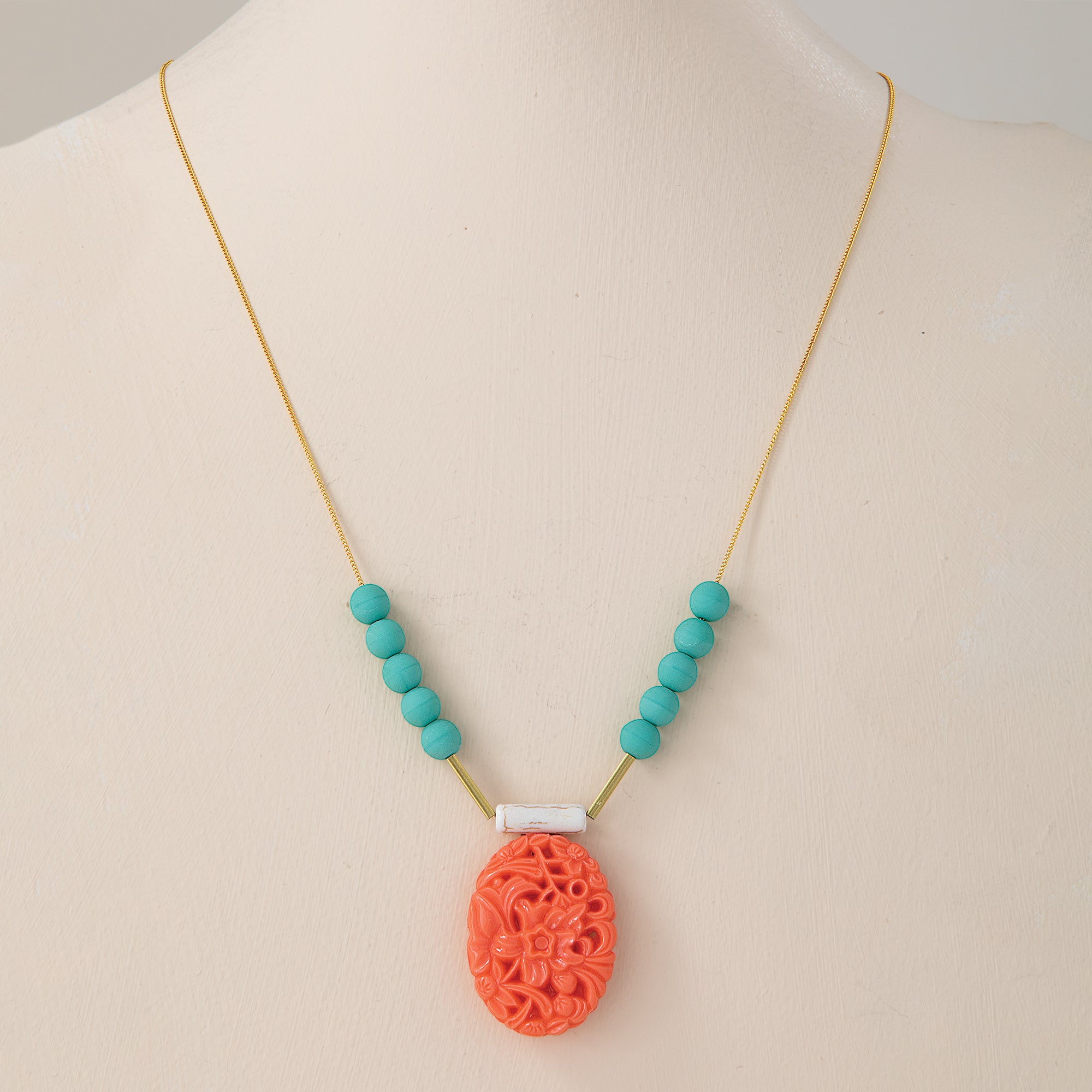 Turquoise & Magnesite Pendant Necklace