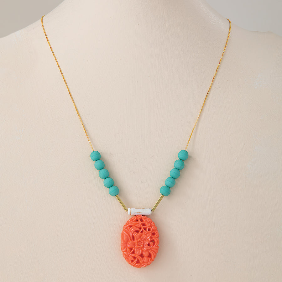 Turquoise & Magnesite Pendant Necklace