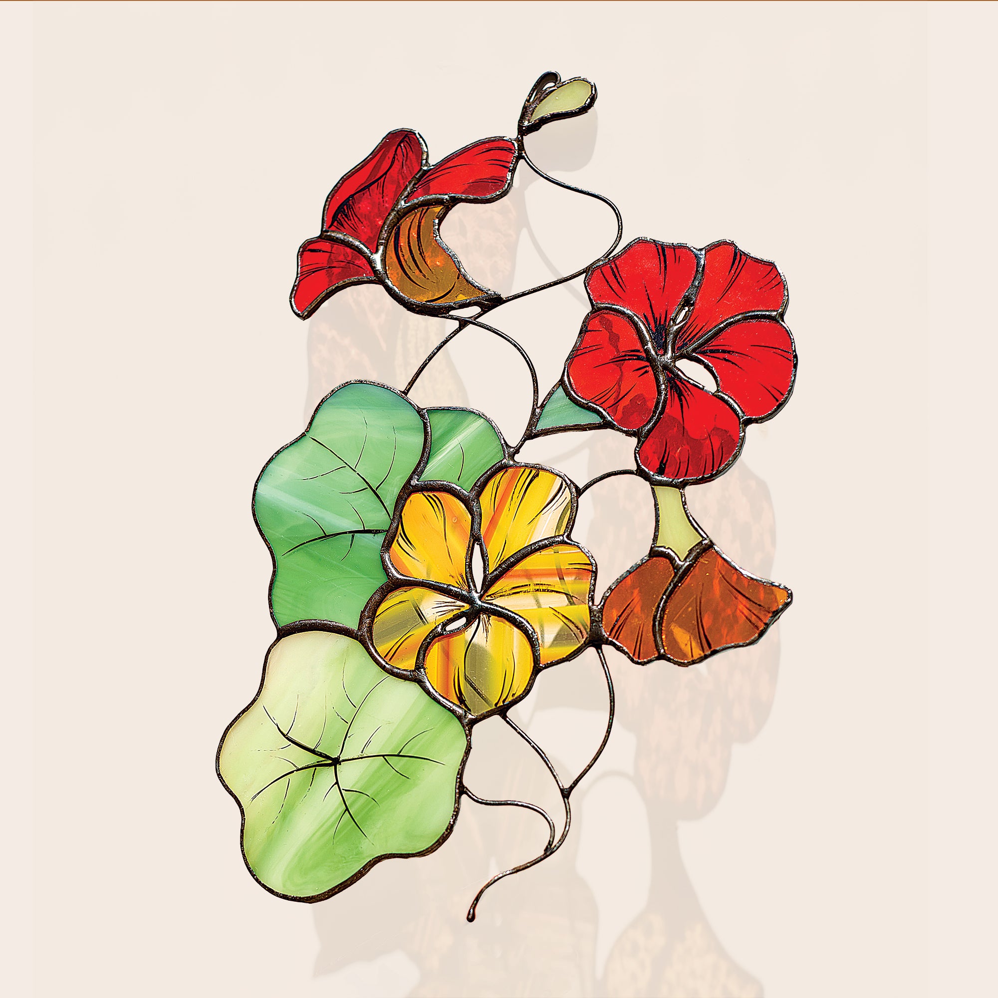Nasturtium Stained Glass Suncatcher (Preorder)