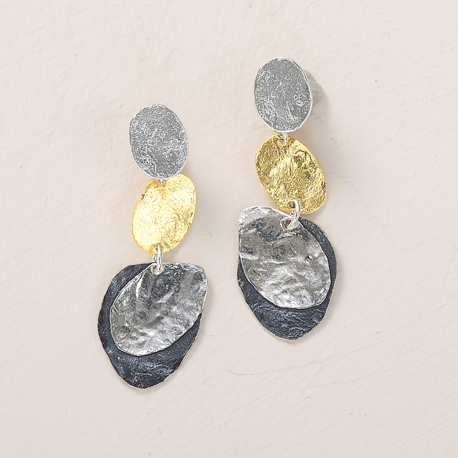 Tri-Color Textured Earrings