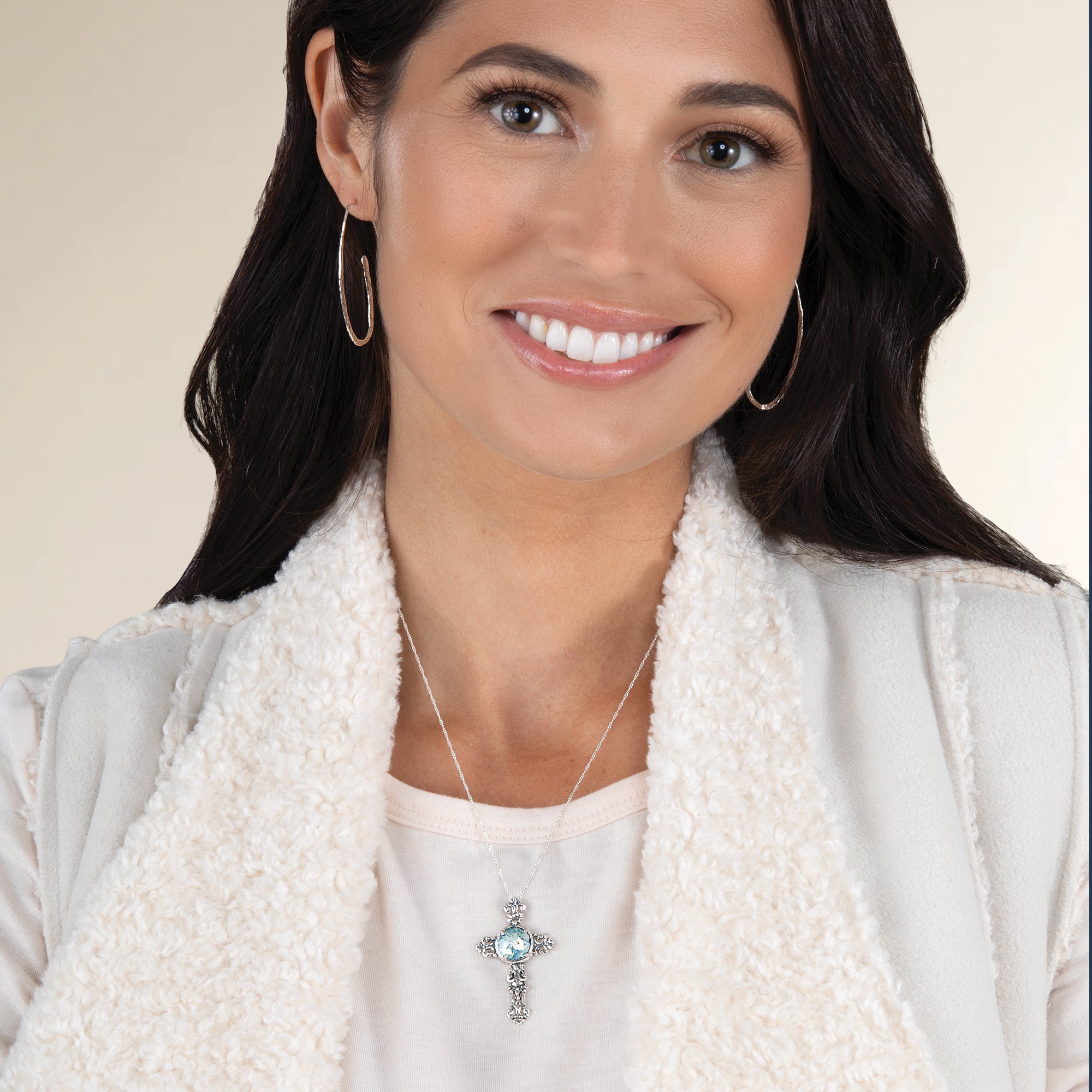 Roman Glass Cross Pendant Necklace