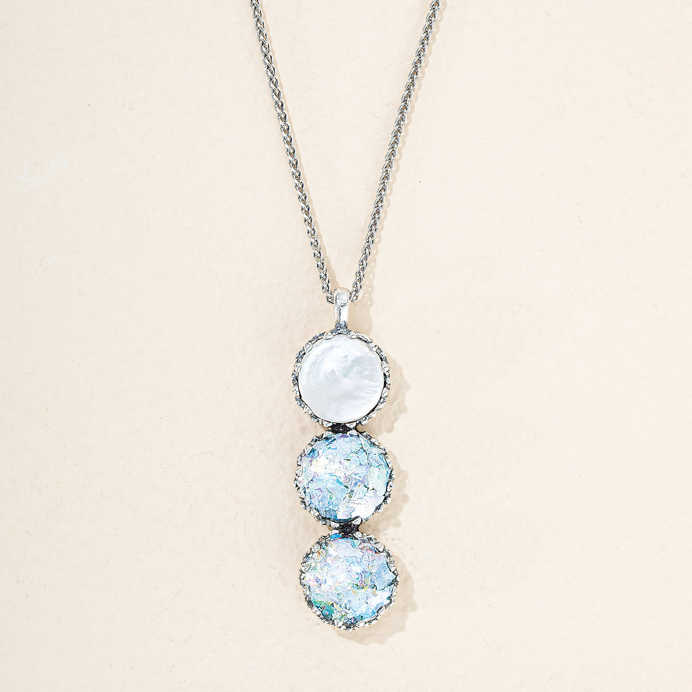 Freshwater Pearl & Roman Glass Pendant Necklace