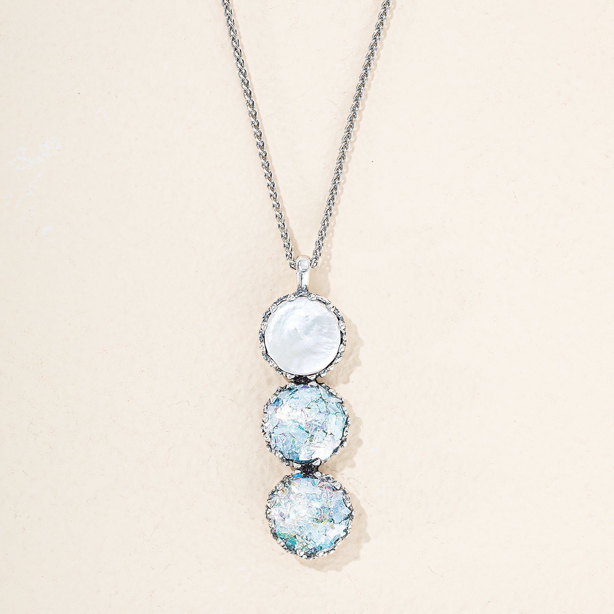 Freshwater Pearl & Roman Glass Pendant Necklace