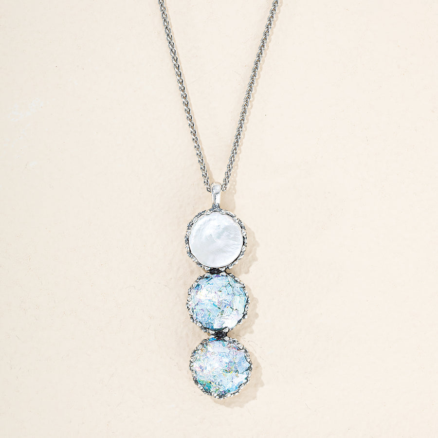 Freshwater Pearl & Roman Glass Pendant Necklace