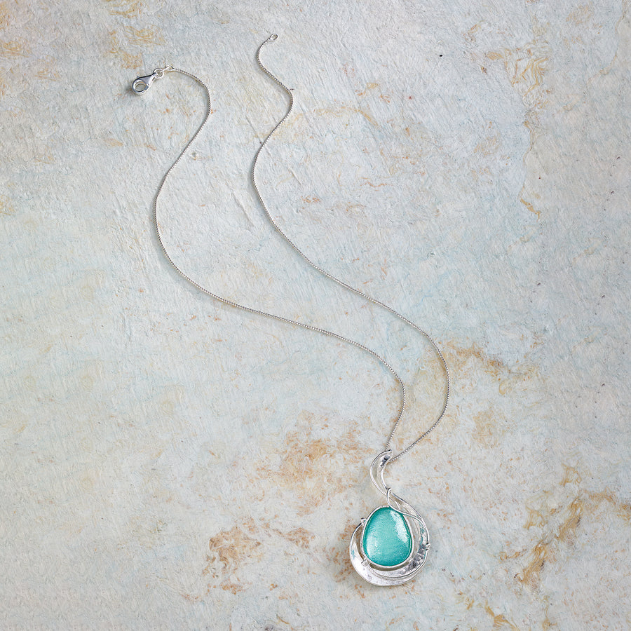 Roman Glass Radiance Swirl Pendant Necklace