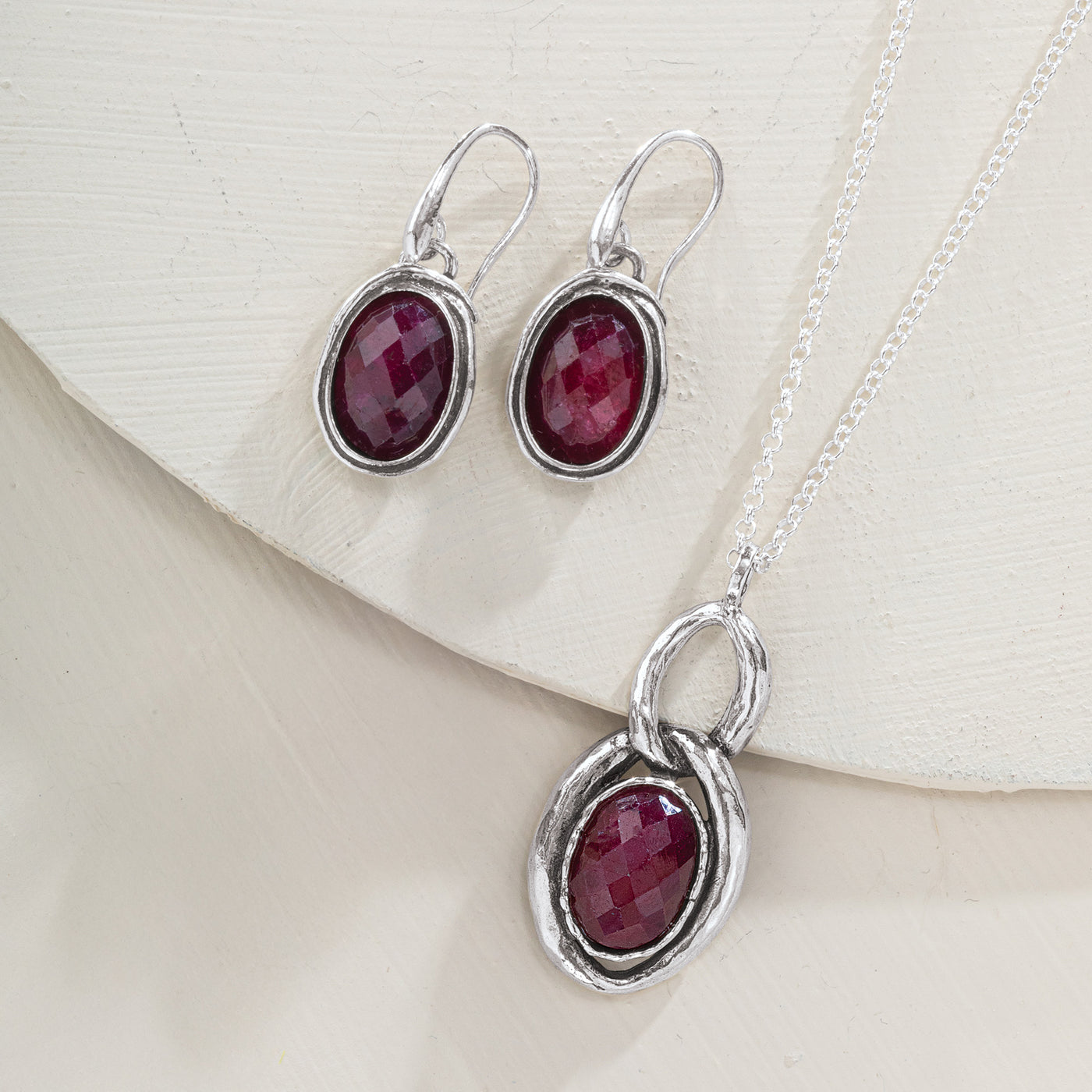 Radiant in Ruby Necklace & Earrings Set
