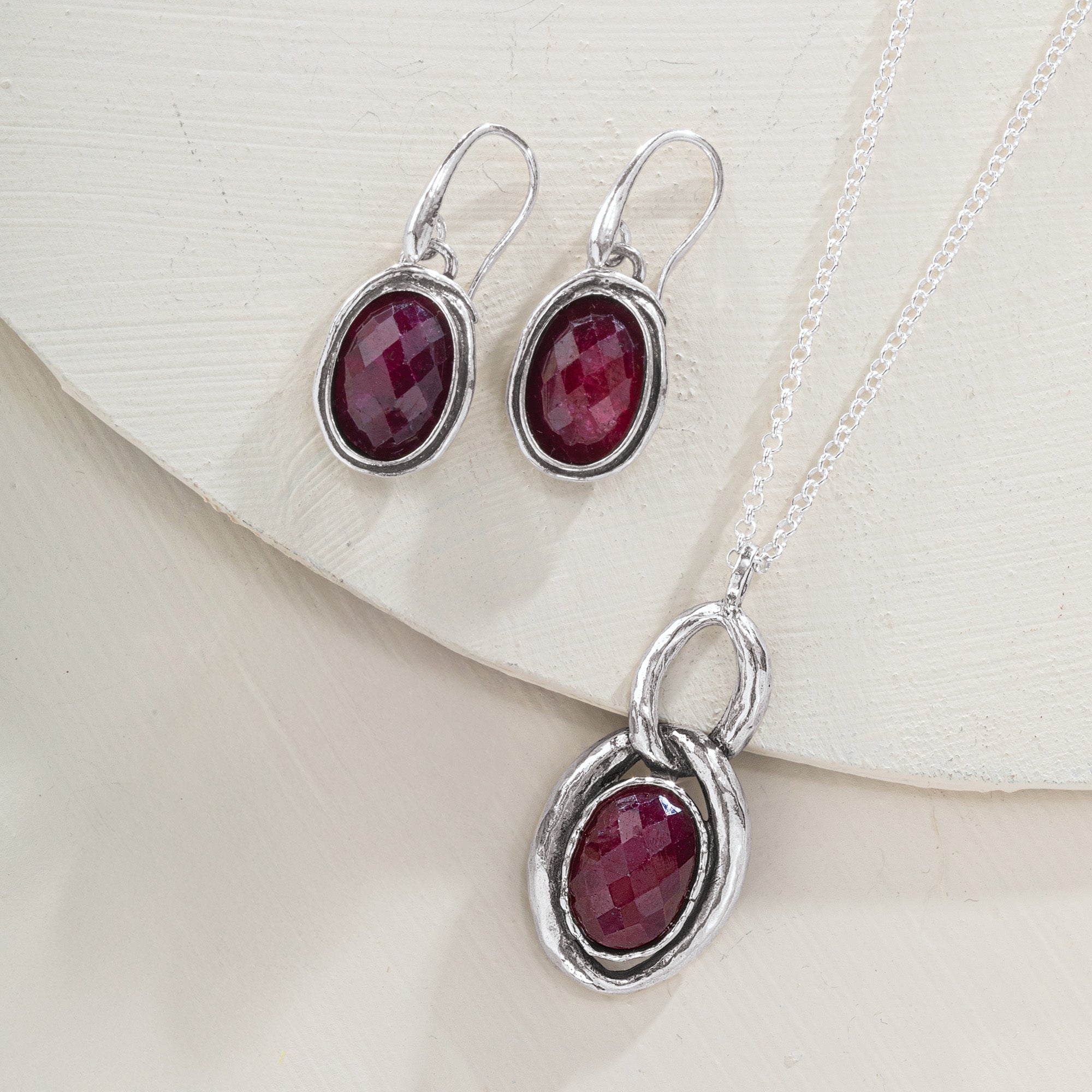Radiant in Ruby Necklace & Earrings Set