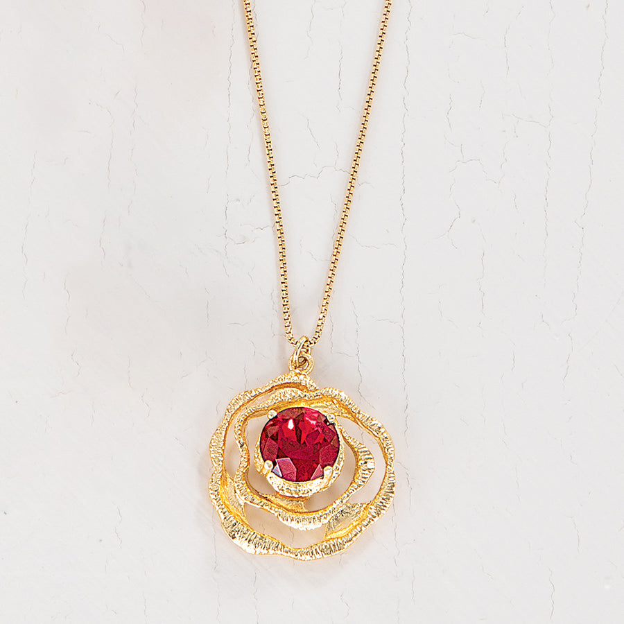 Sparkling Garnet Crystal Pendant Necklace