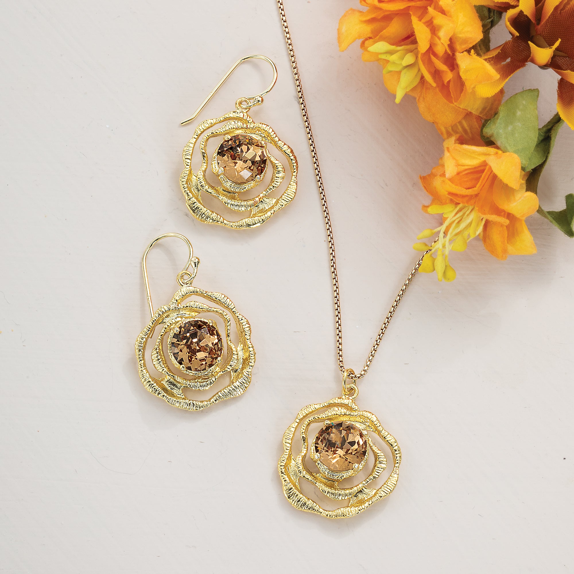 Golden Crystal Earrings