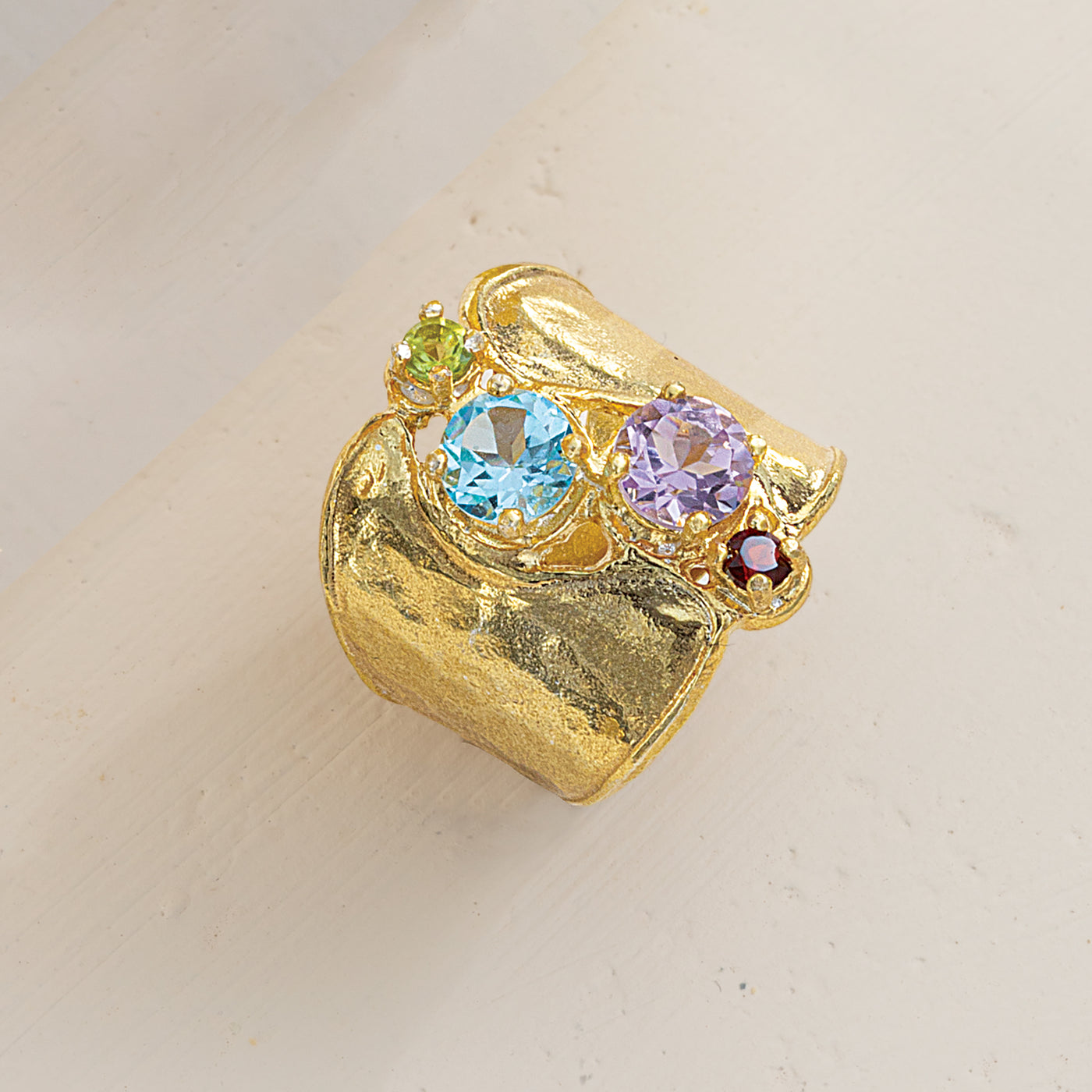 Gold-Plated Garden of Gems Adjustable Ring