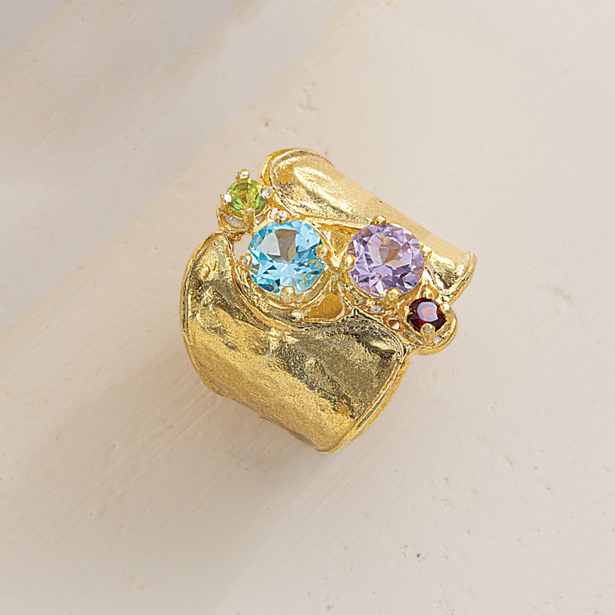 Gold-Plated Garden of Gems Adjustable Ring