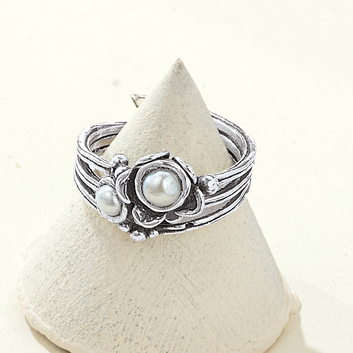 Florals & Freshwater Pearls Sterling Silver Ring