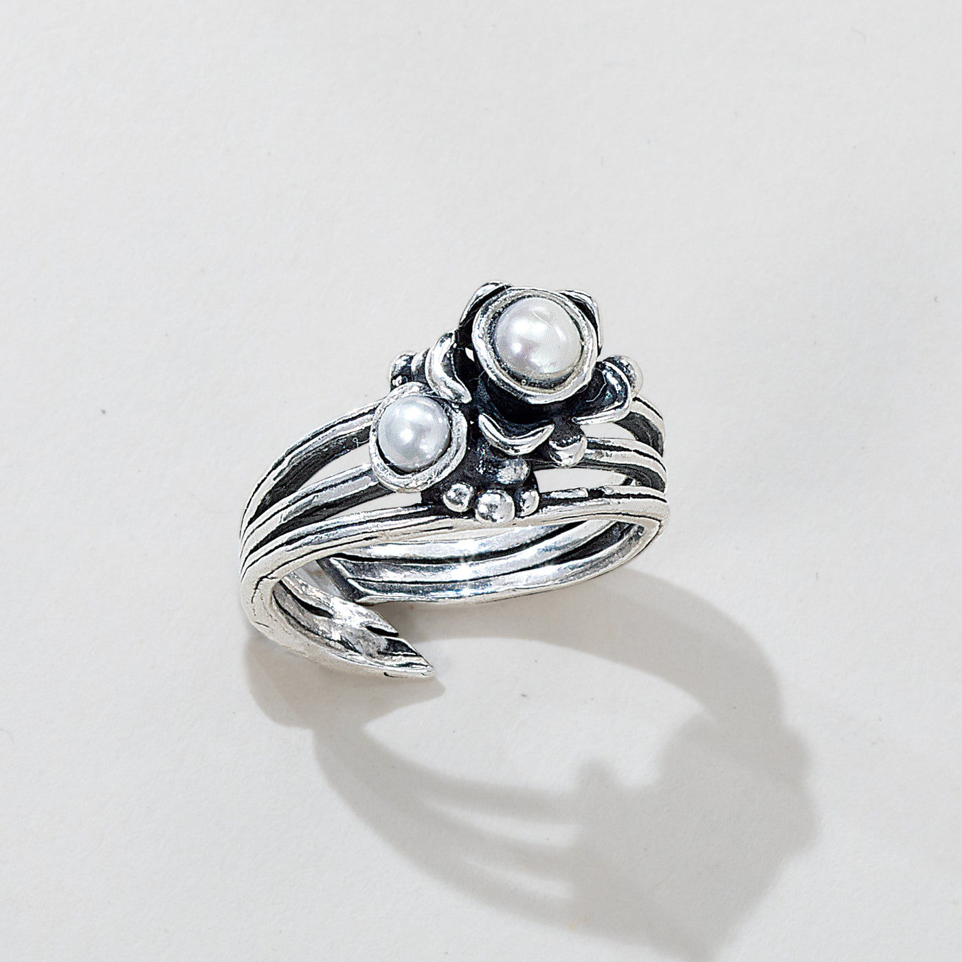 Florals & Freshwater Pearls Sterling Silver Ring